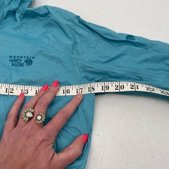 MOUNTAIN HARD WEAR Women’s Light Blue Hooded Rain Jacket Coat size: Small - Picture 4 of 13